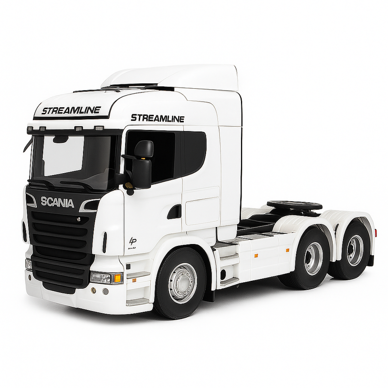Miniatura Realista de Controle Remoto Caminhão Scania S540 6X4 + Carreta de Brinde (QUEIMA DE ESTOQUE) - PRETO