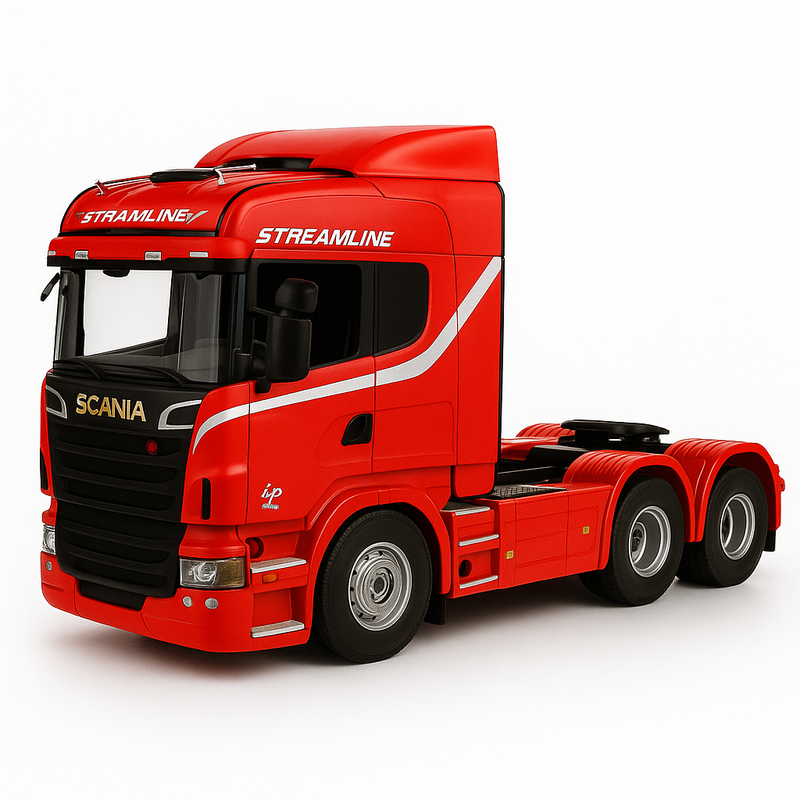 Miniatura Realista de Controle Remoto Caminhão Scania S540 6X4 + Carreta de Brinde (QUEIMA DE ESTOQUE) - PRETO
